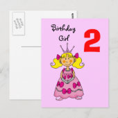 Carte Postale princesse de 2 ans (cheveux blonds) (Devant / Derrière)