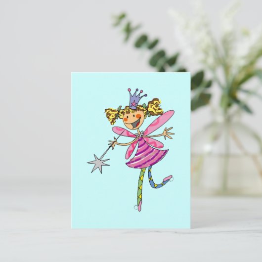 Carte Postale princesse de fée rose (Debout devant)