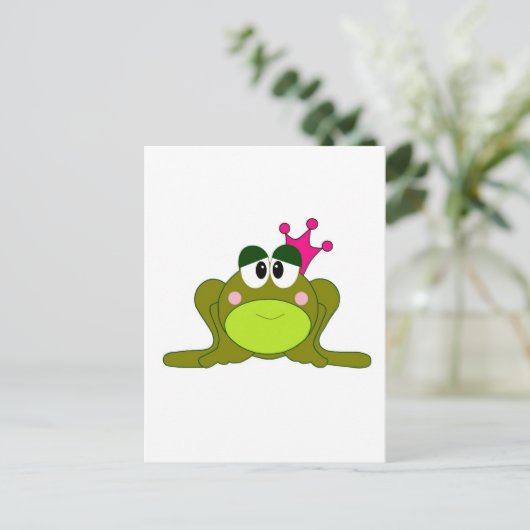 Carte Postale Princesse de grenouille avec dessin de la Couronne (Debout devant)
