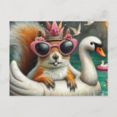 Carte Postale Princesse d'écureuil sur le cygne flottant drôle m (Devant)