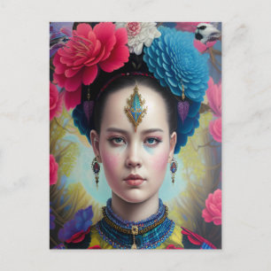 Carte Postale Princesse élégante avec tenue tartan