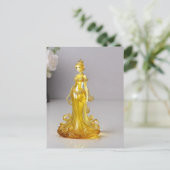 Carte Postale princesse en verre cristal avec robe jaune (Debout devant)