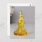 Carte Postale princesse en verre cristal avec robe jaune (Devant / Derrière)