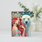 Carte Postale Princesse et Ours polaire (Debout devant)