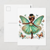 Carte Postale Princesse fée avec papillons (Devant / Derrière)