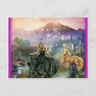 Carte Postale Princesse Girl in Gown avec cheval Imaginaire scèn