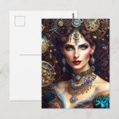 Carte Postale princesse guerrière Steampunk (Devant / Derrière)