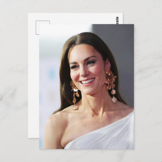 Carte Postale Princesse Kate style blanc (Devant / Derrière)
