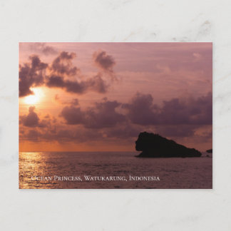 Carte Postale Princesse Océan Roches Coucher de Soleil Ciel Crép