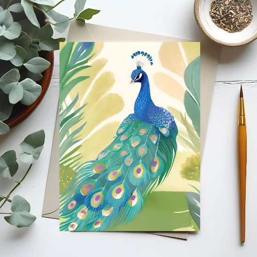 Carte Postale Princesse Peacock | Aquarelle Nature animale