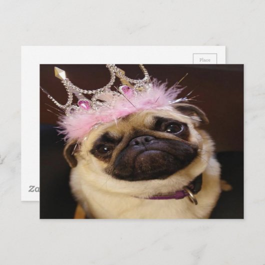Carte Postale Princesse Pug (Devant / Derrière)