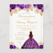 Carte Postale Princesse Quinceañera Florale Violette (Devant)