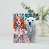 Carte Postale Princesse Red Haired et ours polaire (Debout devant)