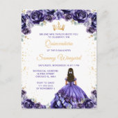 Carte Postale Princesse violette foncée Floral Quinceañera (Devant)