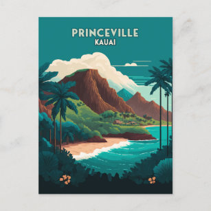 Carte Postale Princeville Kauai Hawaii Beach Mounts Retro