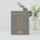 Carte Postale Principes de Reiki Gris et Or (Debout devant)