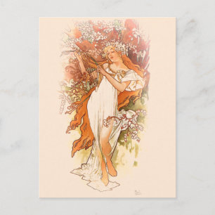 Carte Postale Printemps - Alphonse Mucha Art Nouveau