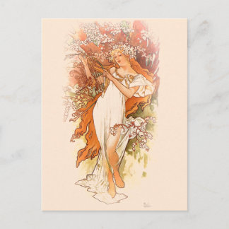 Carte Postale Printemps - Alphonse Mucha Art Nouveau