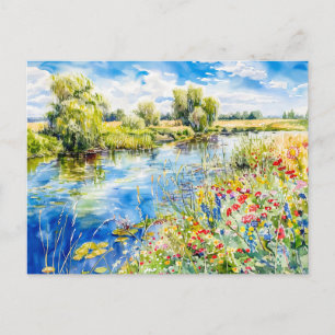 Carte Postale Printemps au bord de la Havel Havelland Aquarelle