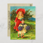 Carte postale Printemps Enfants vintages (Devant / Derrière)