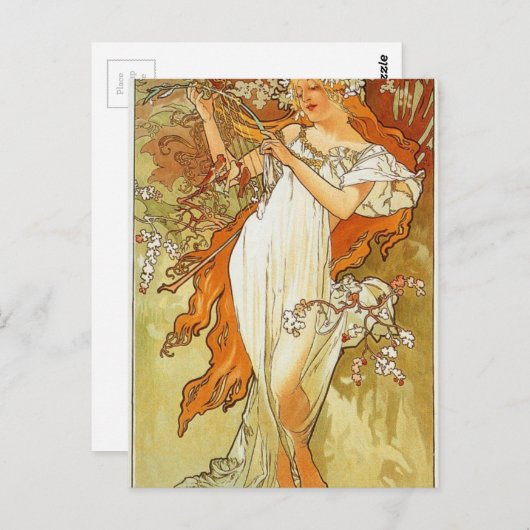 Carte Postale Printemps par Alphonse Mucha (Devant / Derrière)