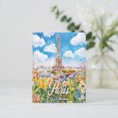 Carte Postale Printemps parisien : La Tour Eiffel en fleurs (Debout devant)