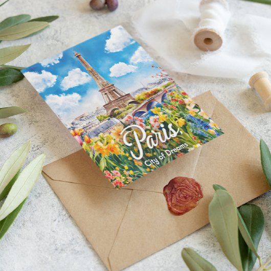 Carte Postale Printemps parisien : La Tour Eiffel en fleurs