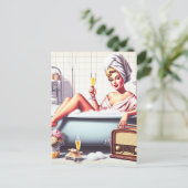 Carte Postale Prise de bain vintage (Debout devant)