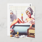 Carte Postale Prise de bain vintage (Devant / Derrière)