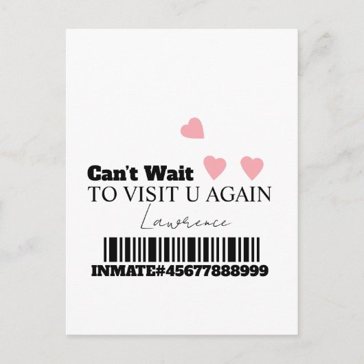 Carte Postale Prison Long Distance Cute Hearts Visit (Devant)