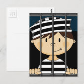 Carte Postale Prisonnier de dessin en cellule de prison (Devant / Derrière)