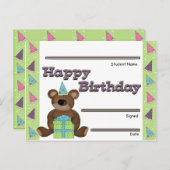 Carte Postale Prix de reconnaissance d'anniversaire des élèves (Devant / Derrière)