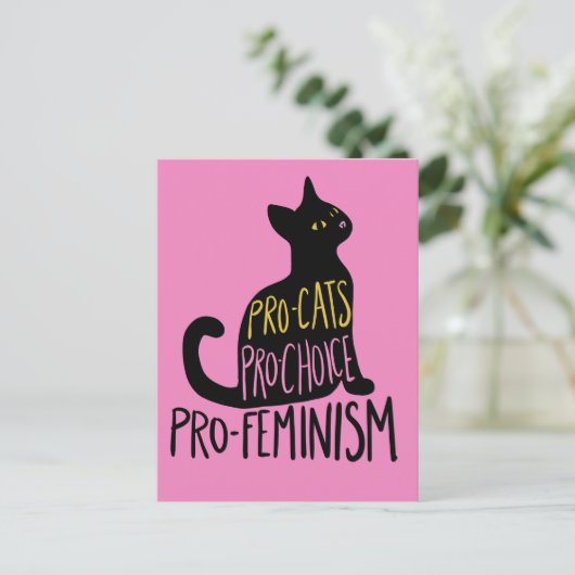 Carte Postale Pro-chats pro-choix pro-féminisme chat noir (Debout devant)