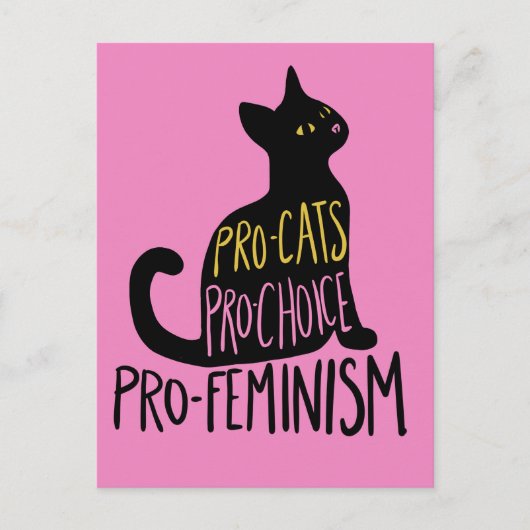 Carte Postale Pro-chats pro-choix pro-féminisme chat noir (Devant)