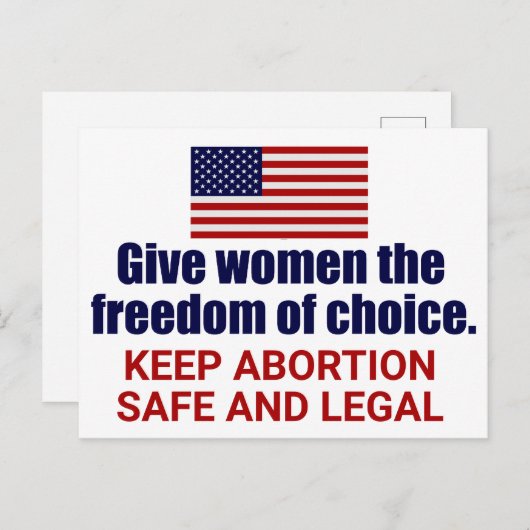 Carte Postale Pro Choice Garder l'avortement en sécurité et poli (Devant / Derrière)