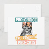 Carte Postale Pro Choice Pro Feminism Pro Cats (Devant / Derrière)