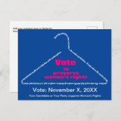 Carte Postale Pro Choice Sortez du vote Coathanger (Devant / Derrière)