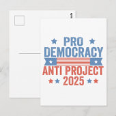 Carte Postale Pro Democracy Anti Project 2025 Trump républicain (Devant / Derrière)