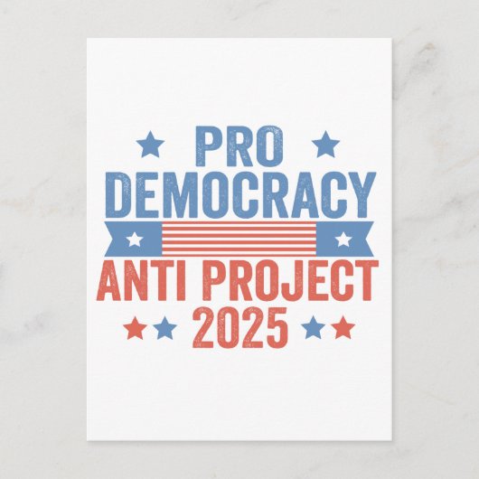 Carte Postale Pro Democracy Anti Project 2025 Trump républicain (Devant)