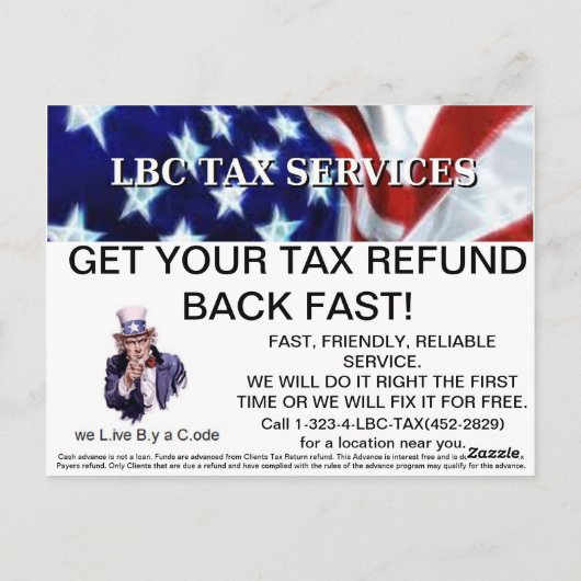 Carte postale pro LBC FISC SERVICES (Dos)