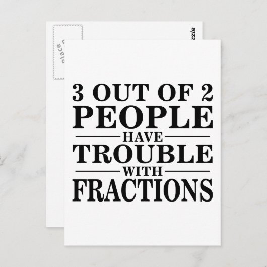 Carte Postale Problème Avec Les Fractions (Devant / Derrière)