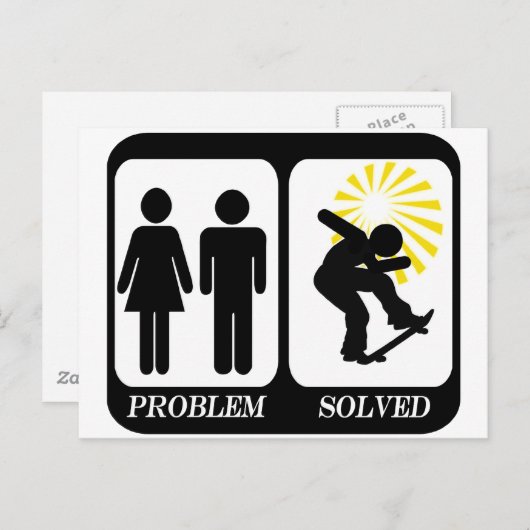 CARTE POSTALE PROBLÈME DE SKATEBOARDER RÉSOLU (Devant / Derrière)