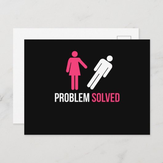 Carte Postale Problème résolu Funny Divorce Breakup Disband Cade (Devant / Derrière)