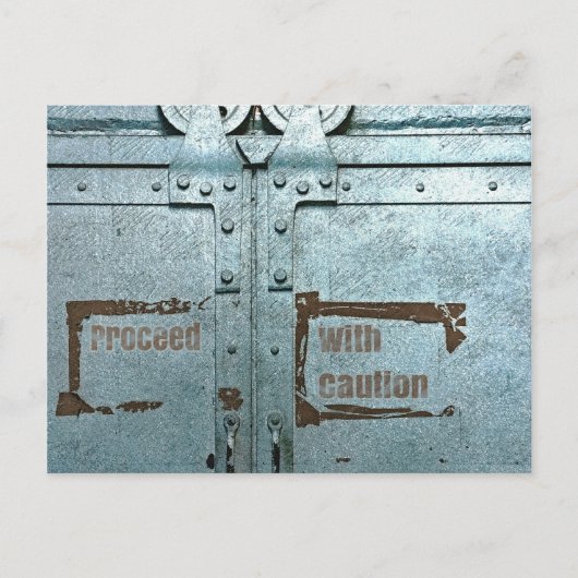 Carte Postale Procéder avec prudence porte industrielle gris ble (Devant)