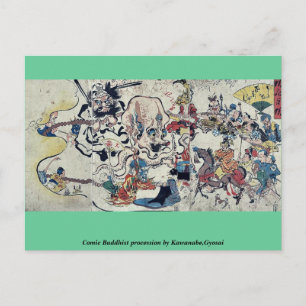 Carte Postale Procession bouddhiste de bande dessinée par Kawana
