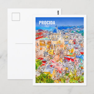 Carte Postale Procida Italie célèbre Voyage Aquarelle croquis
