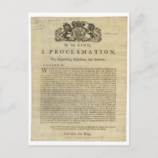 Carte Postale Proclamation du Roi pour la répression de la rébel (Devant)