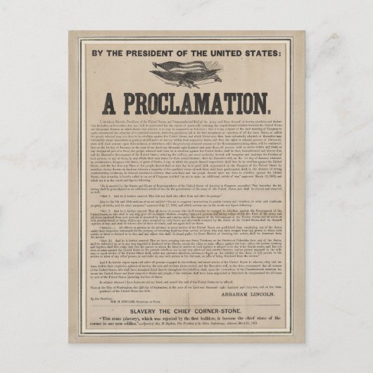 Carte Postale Proclamation préliminaire sur l'émancipation (Devant)