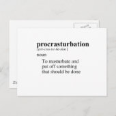 CARTE POSTALE PROCRASTURBATION (Devant / Derrière)
