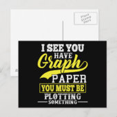 Carte Postale Prof de maths papier graphique traçant quelque cho (Devant / Derrière)